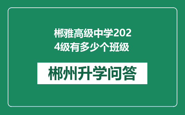 郴雅高级中学2024级有多少个班级