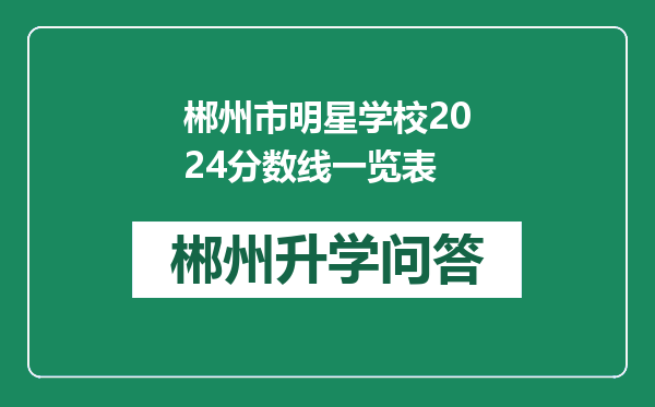 郴州市明星学校2024分数线一览表