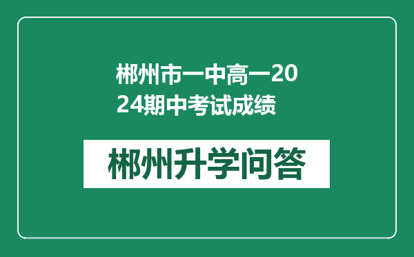 郴州市一中高一2024期中考试成绩