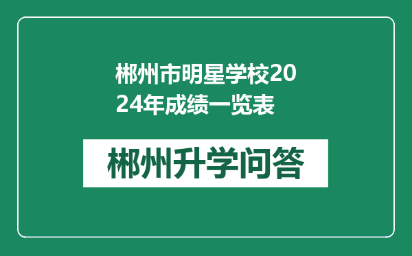 郴州市明星学校2024年成绩一览表