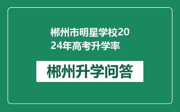 郴州市明星学校2024年高考升学率