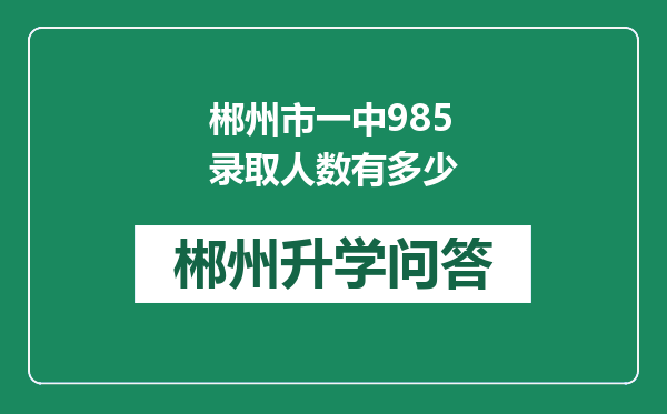 郴州市一中985录取人数有多少