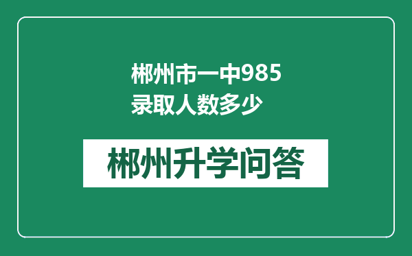 郴州市一中985录取人数多少