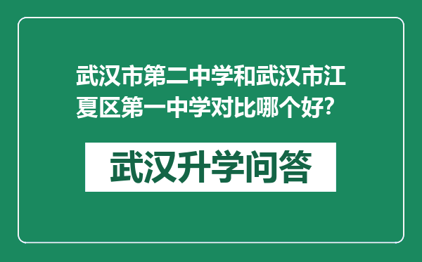 武汉市第二中学和武汉市江夏区第一中学对比哪个好？